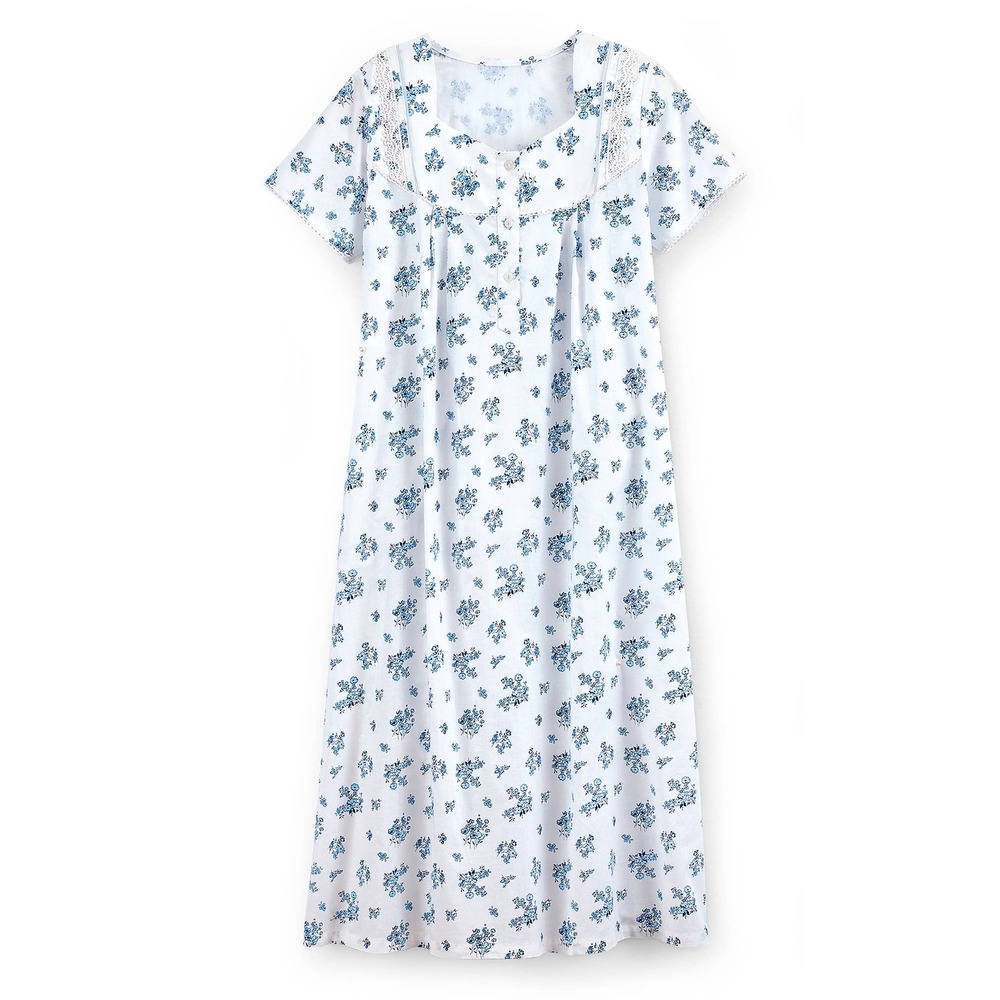 NEW Country Store Blue Floral Cotton Nightgown XL